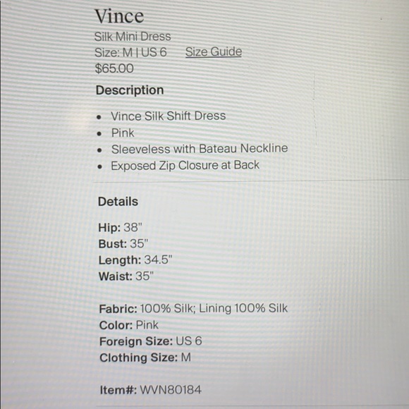 EUC Vince 100% Silk Pink Sleeveless Dress 6 - Picture 3 of 10